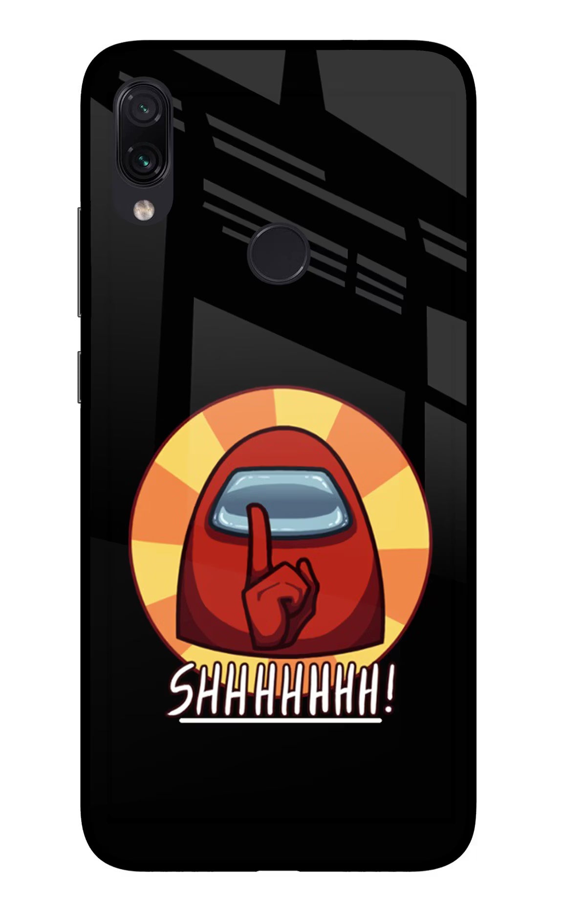 Among Us Shhh! Redmi Note 7S Glass Case Back Cover by Casekaro