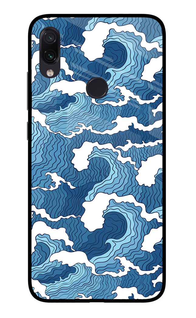 Blue Waves Redmi Note 7S Glass Case Back Cover by Casekaro
