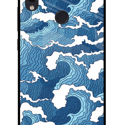 Blue Waves Redmi Note 7S Glass Case