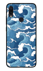 Blue Waves Redmi Note 7S Glass Case