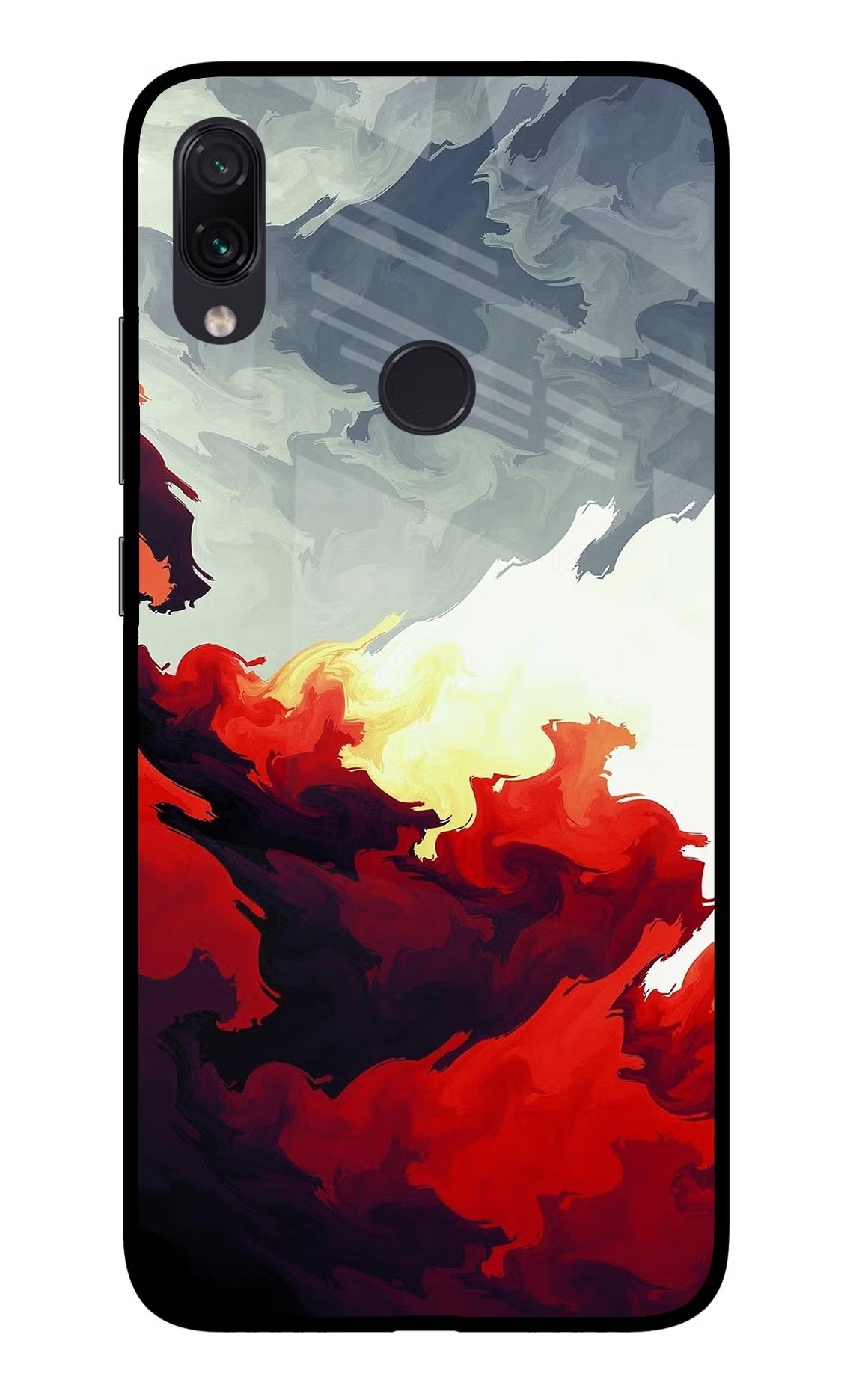 Fire Cloud Redmi Note 7S Glass Case Back Cover by Casekaro