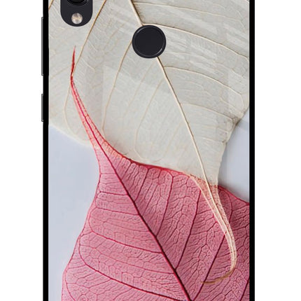 White Pink Leaf Redmi Note 7S Glass Case Back Cover by Casekaro