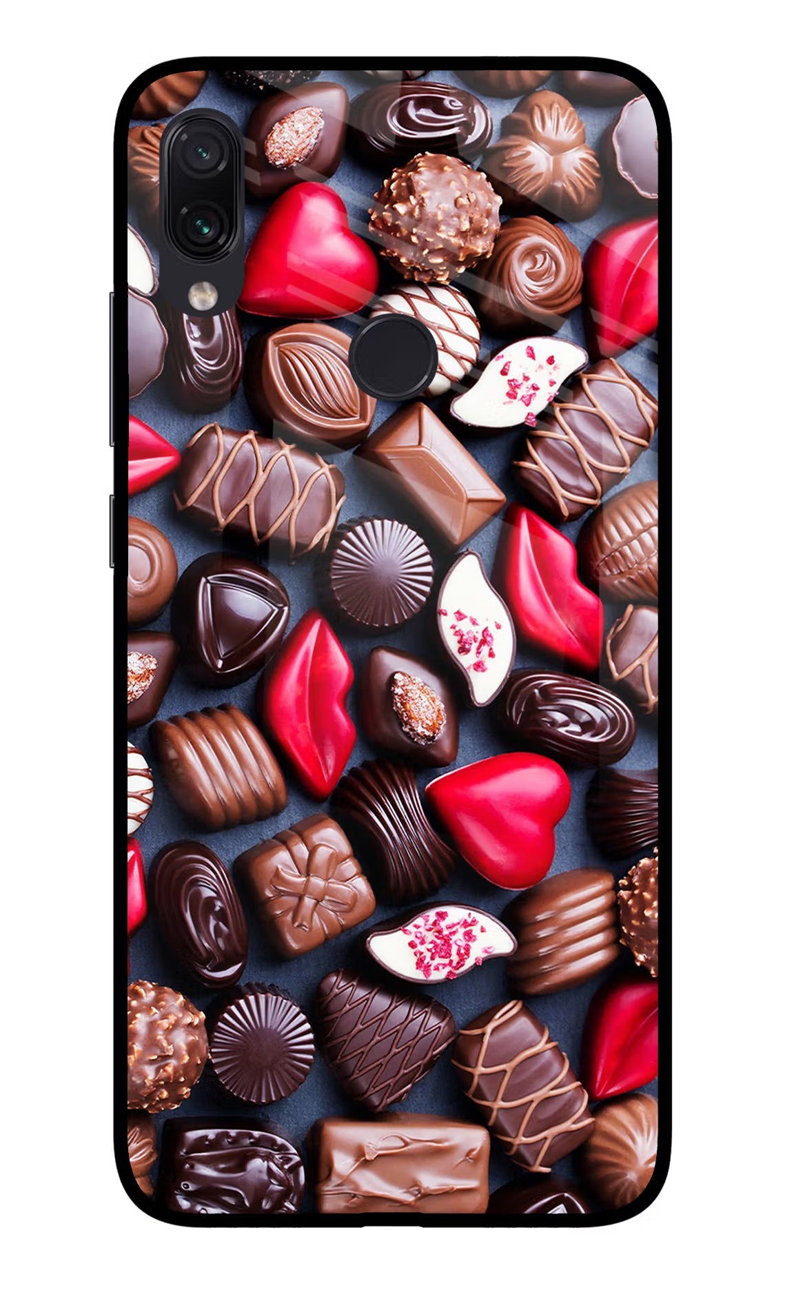 Chocolates Redmi Note 7S Glass Case Back Cover by Casekaro