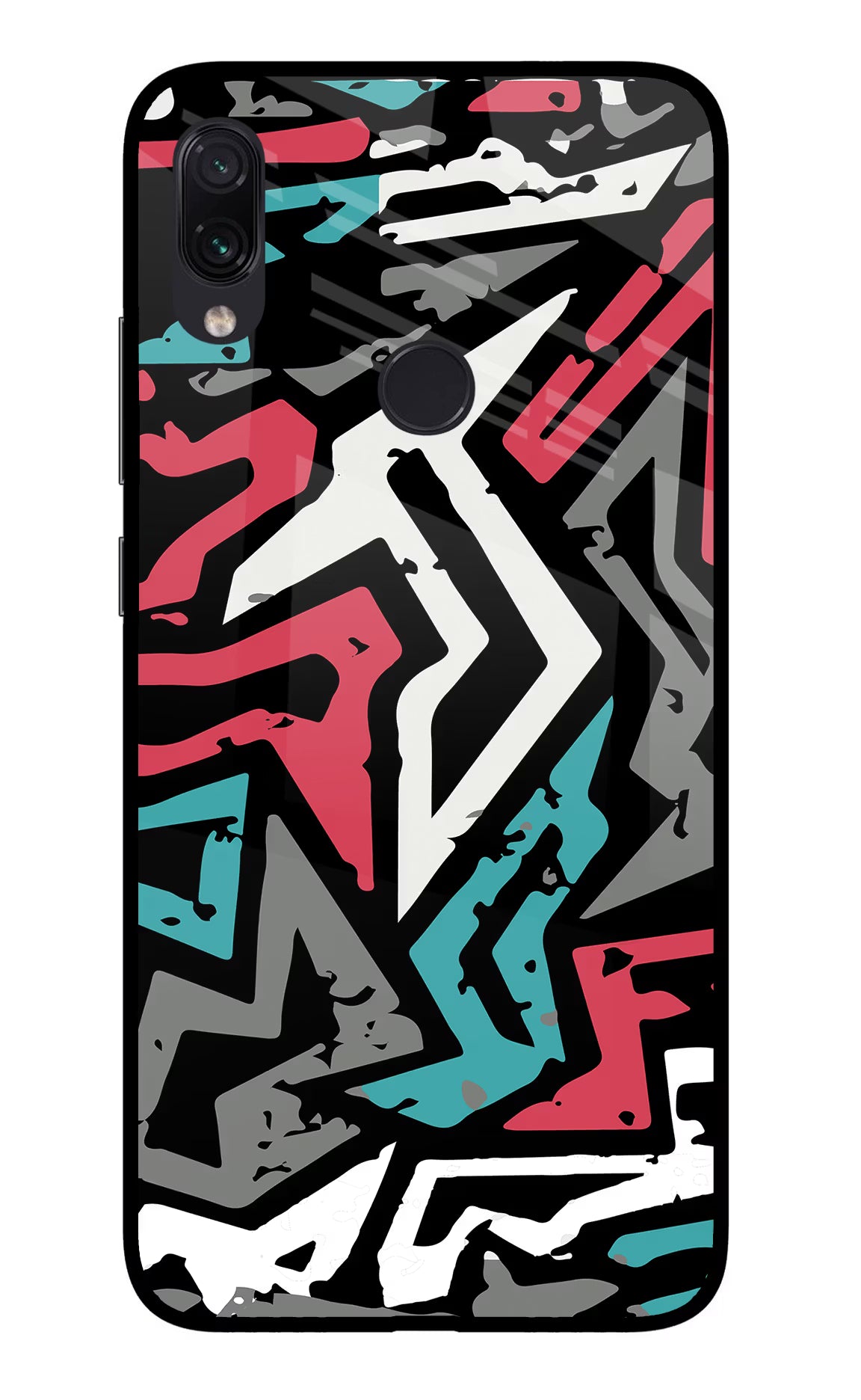 Geometric Graffiti Redmi Note 7S Glass Case