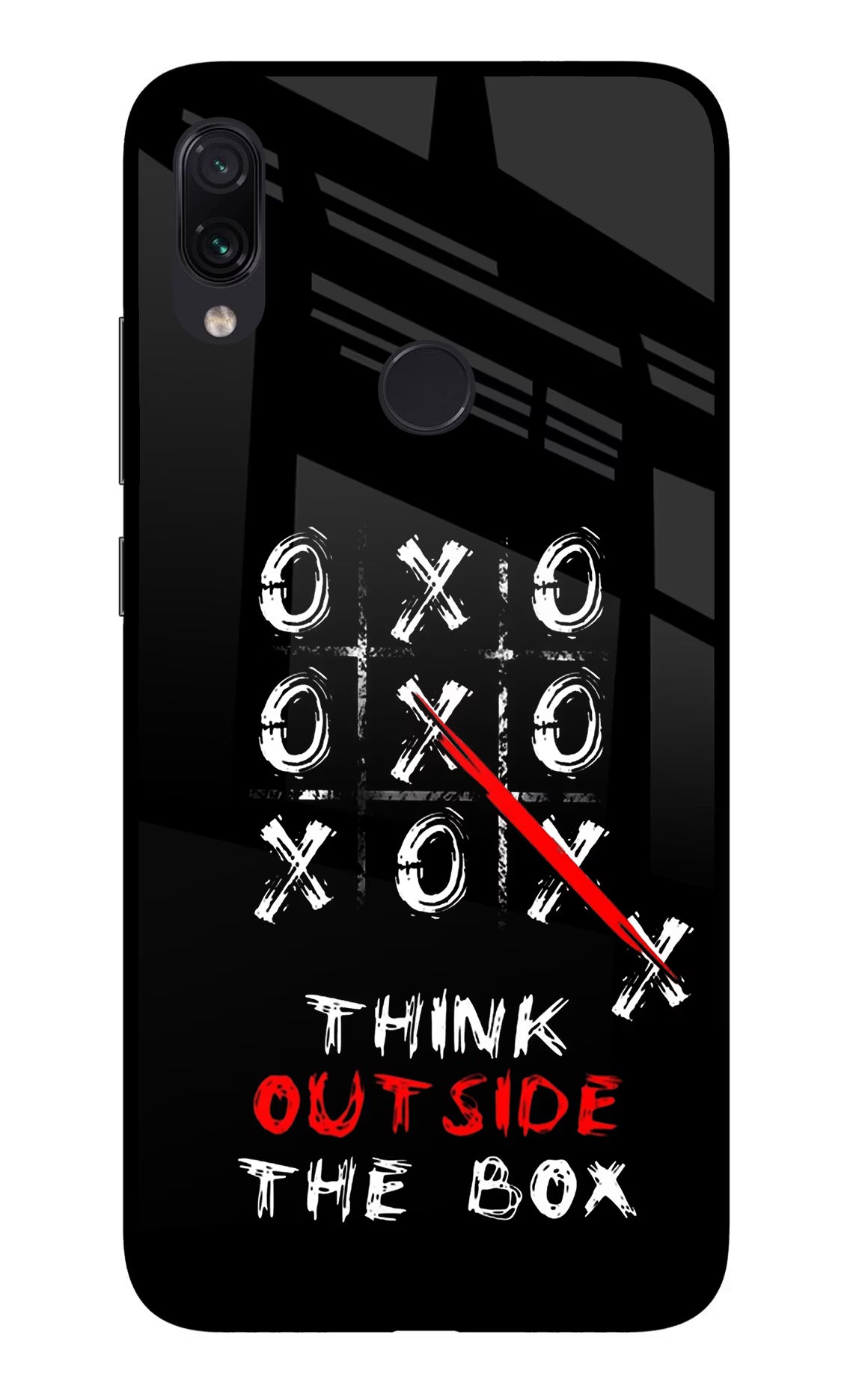 Think out of the BOX Redmi Note 7S Glass Case Back Cover by Casekaro