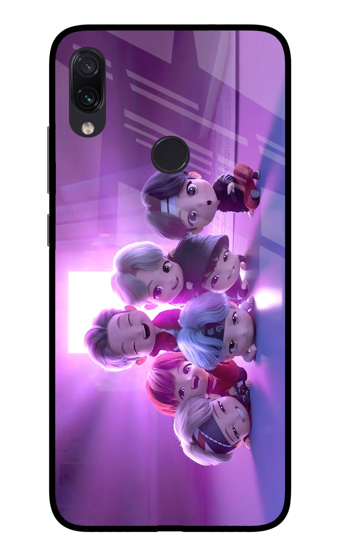 BTS Chibi Redmi Note 7S Glass Case Back Cover by Casekaro