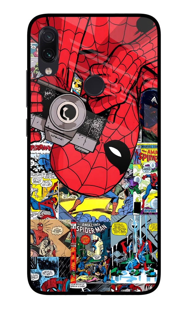 Spider Man Redmi Note 7S Glass Case Back Cover by Casekaro