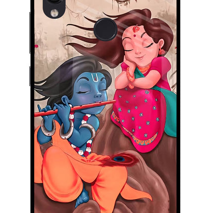 Radhe Krishna Redmi Note 7S Glass Case Back Cover by Casekaro
