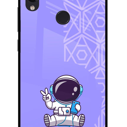 Cute Astronaut Chilling Redmi Note 7S Glass Case Back Cover by Casekaro