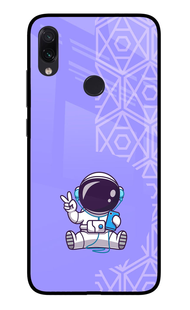 Cute Astronaut Chilling Redmi Note 7S Glass Case Back Cover by Casekaro