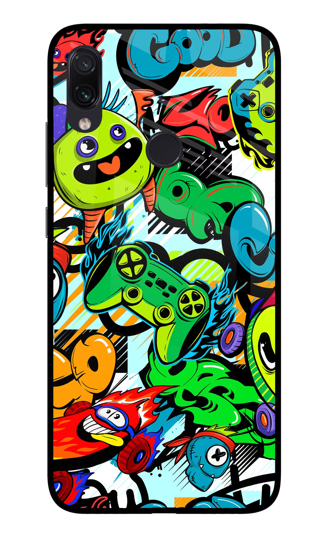 Game Doodle Redmi Note 7S Glass Case Back Cover by Casekaro
