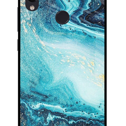 Blue Glitter Marble Redmi Note 7S Glass Case