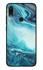 Blue Glitter Marble Redmi Note 7S Glass Case