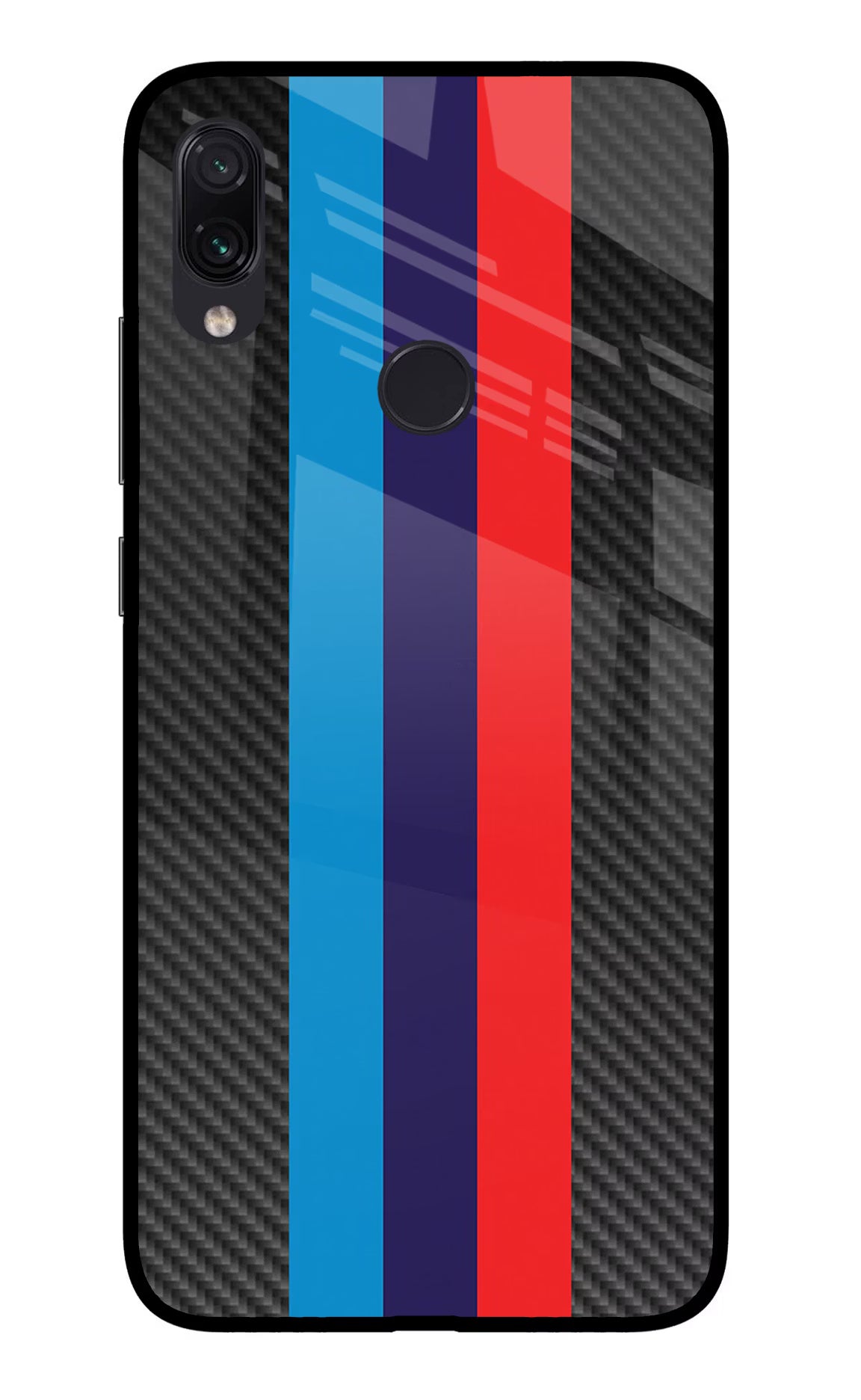 BMW Stripes Pattern Redmi Note 7S Glass Case Back Cover by Casekaro