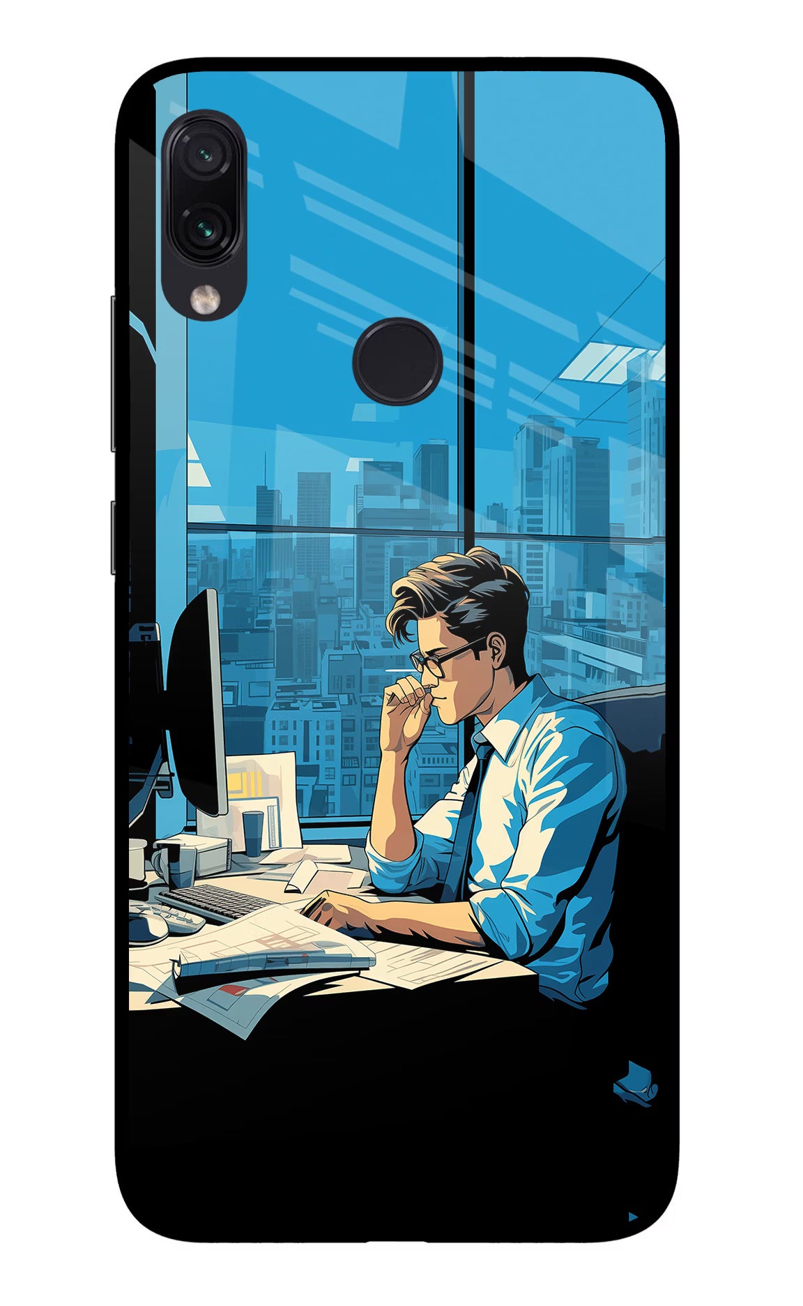 Focused Hustler (AI Generated) Redmi Note 7S Glass Case Back Cover by Casekaro