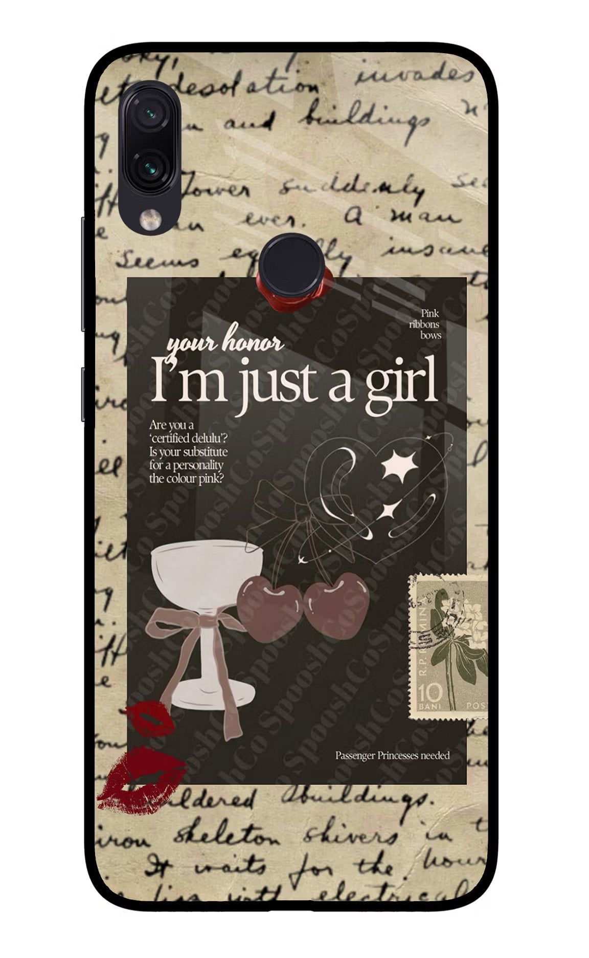 I am just a girl Redmi Note 7S Glass Case Back Cover by Casekaro