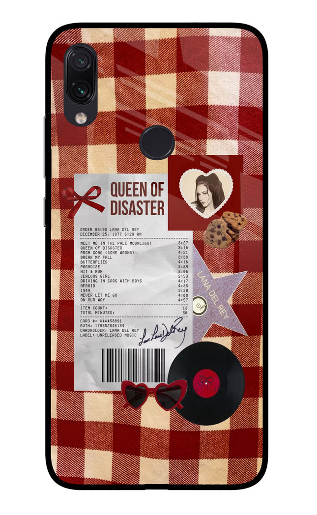 Queen of Disaster Redmi Note 7S Glass Case Back Cover by Casekaro
