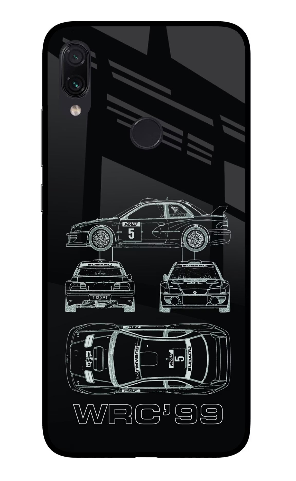 WRC'99 Redmi Note 7S Glass Case Back Cover by Casekaro