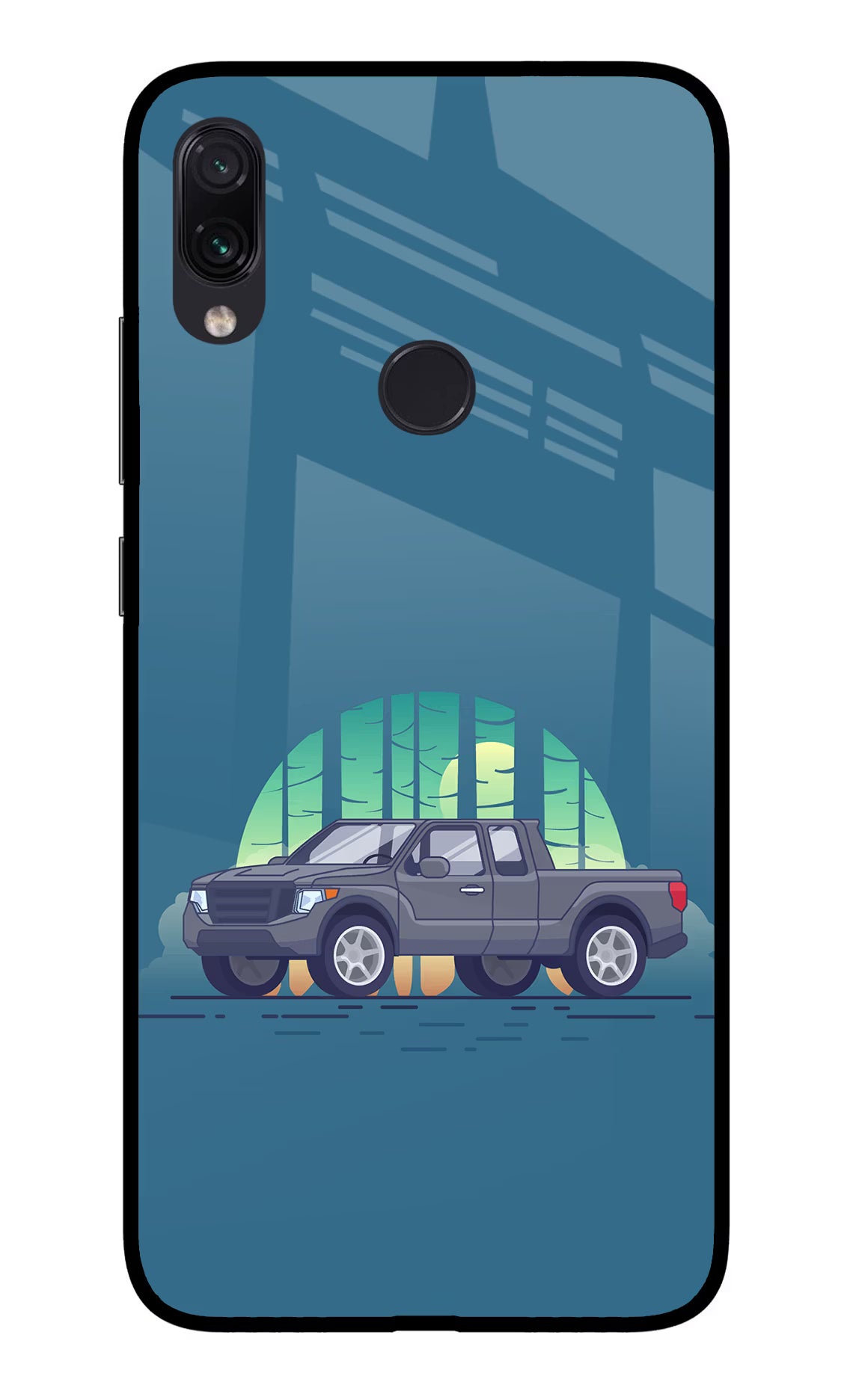 Retro Garage Vibe Redmi Note 7S Glass Case Back Cover by Casekaro