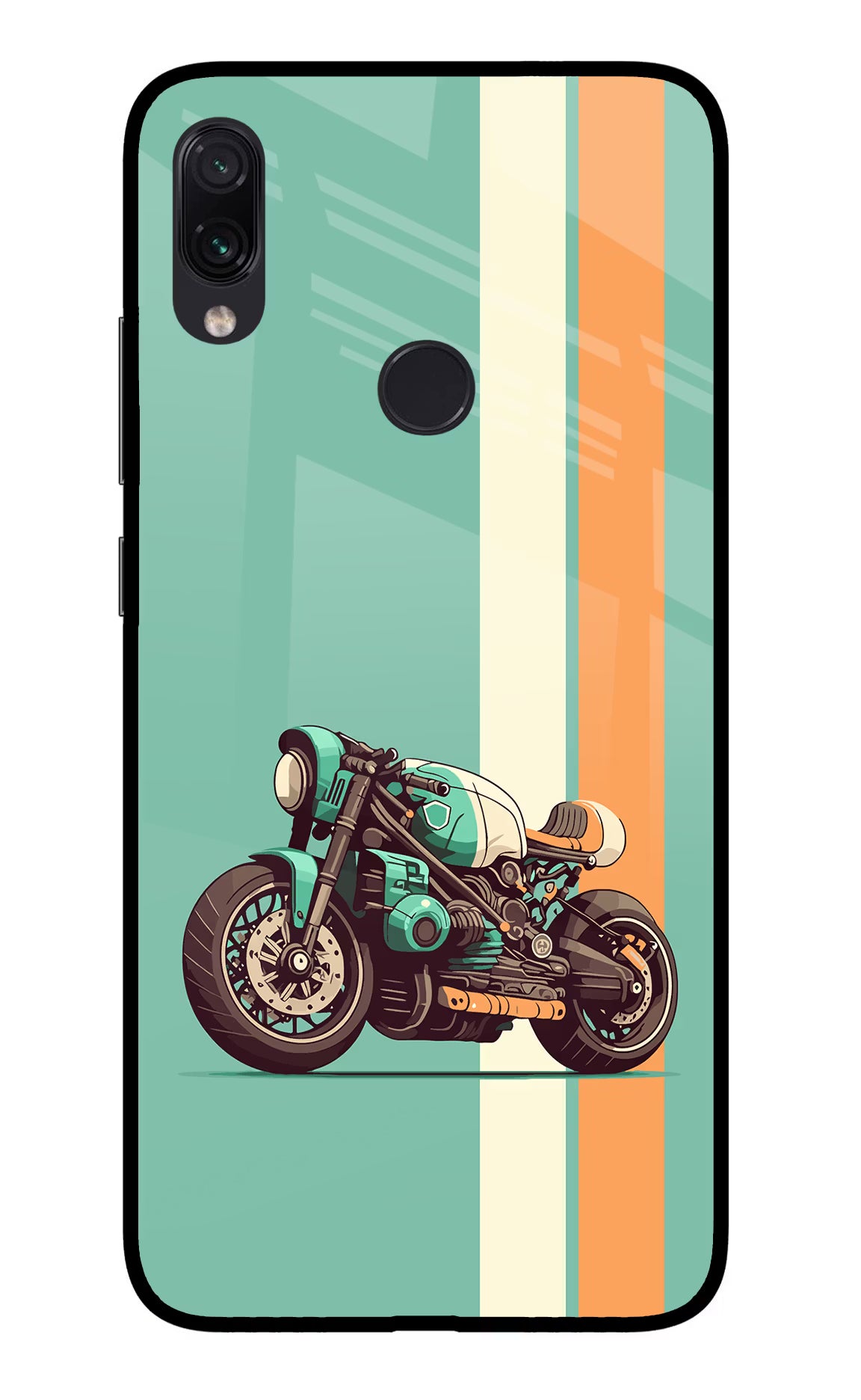 Striped Moto Drift Redmi Note 7S Glass Case Back Cover by Casekaro