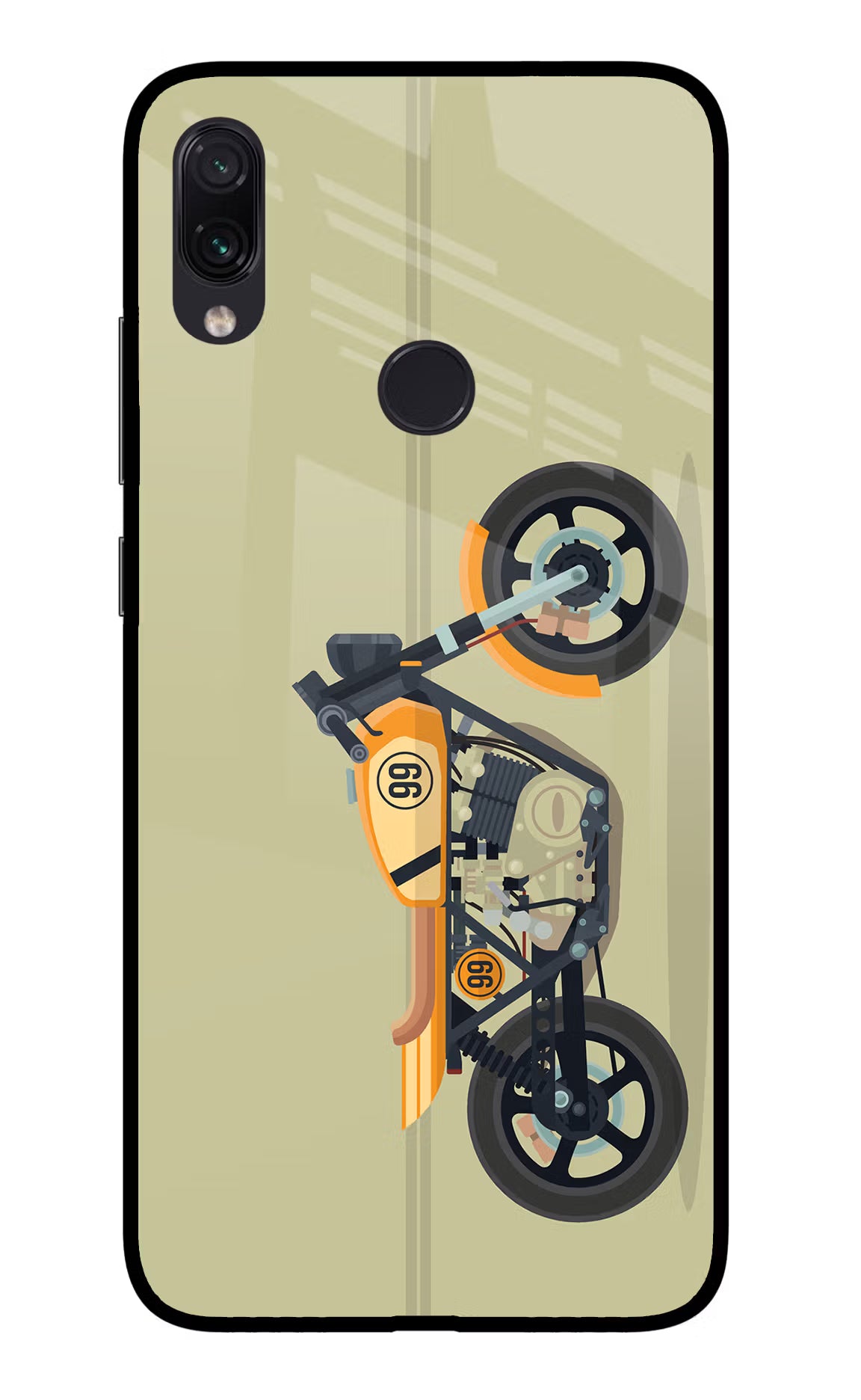 Vertical Speedster Redmi Note 7S Glass Case Back Cover by Casekaro
