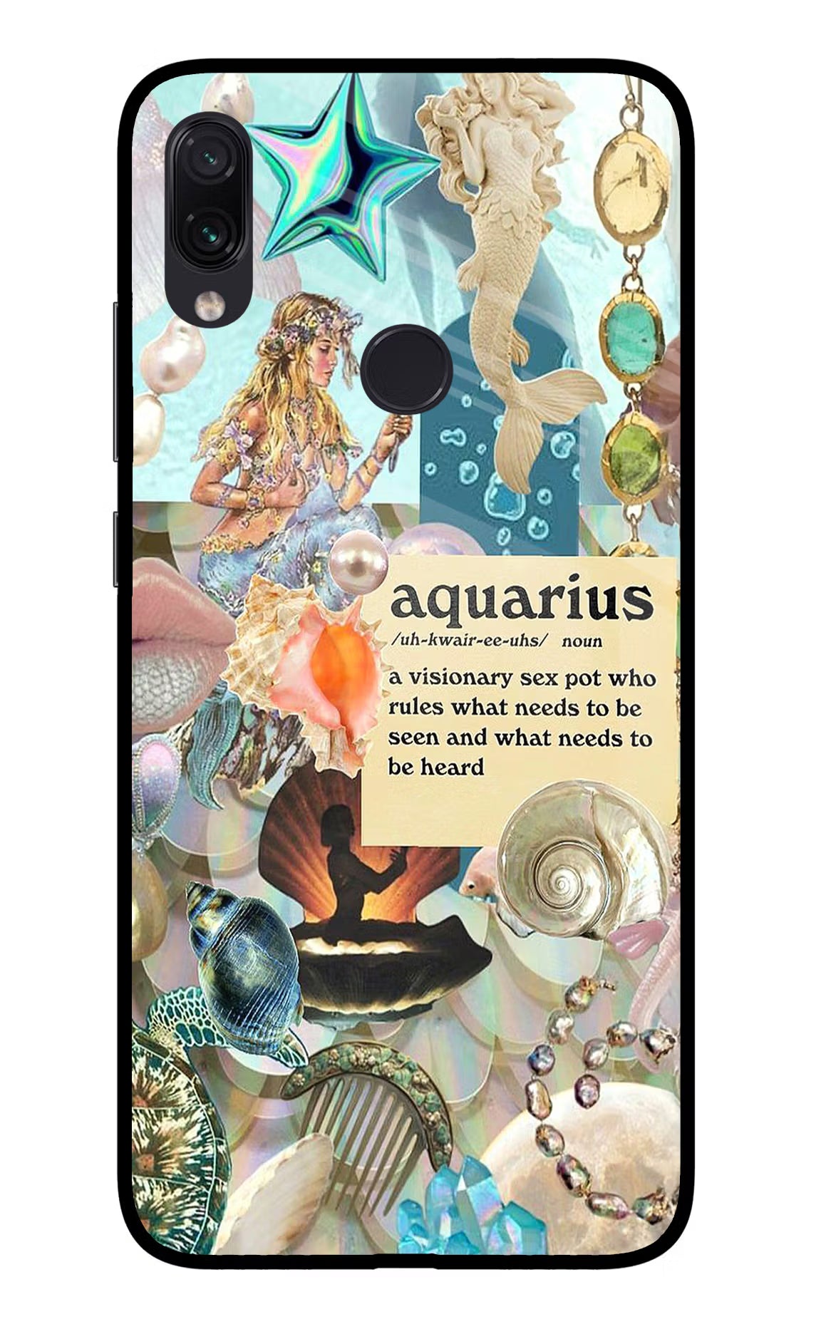 Aquarius Zodiac Redmi Note 7S Glass Case Back Cover by Casekaro