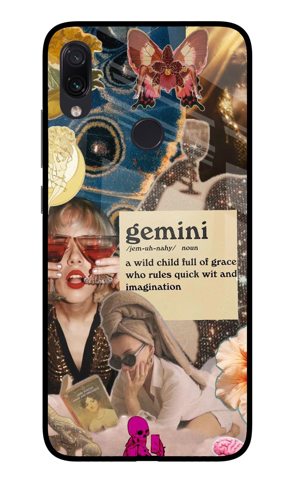 Gemini Zodiac Redmi Note 7S Glass Case Back Cover by Casekaro