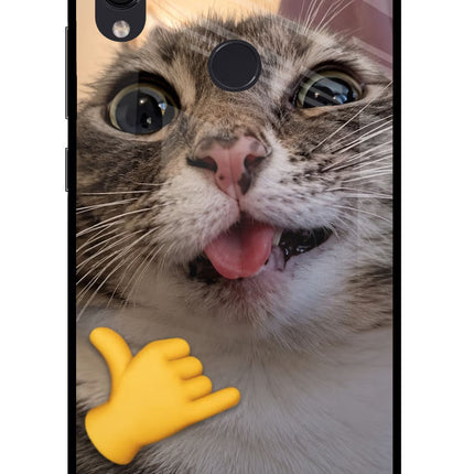Silly Cat Call Redmi Note 7S Glass Case Back Cover by Casekaro