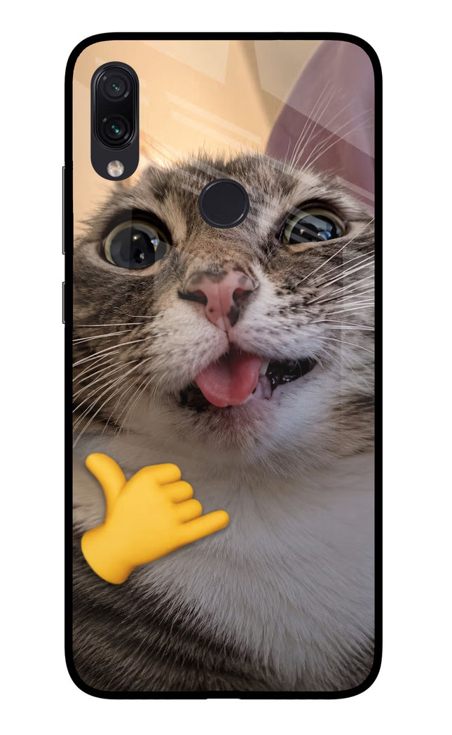 Silly Cat Call Redmi Note 7S Glass Case Back Cover by Casekaro