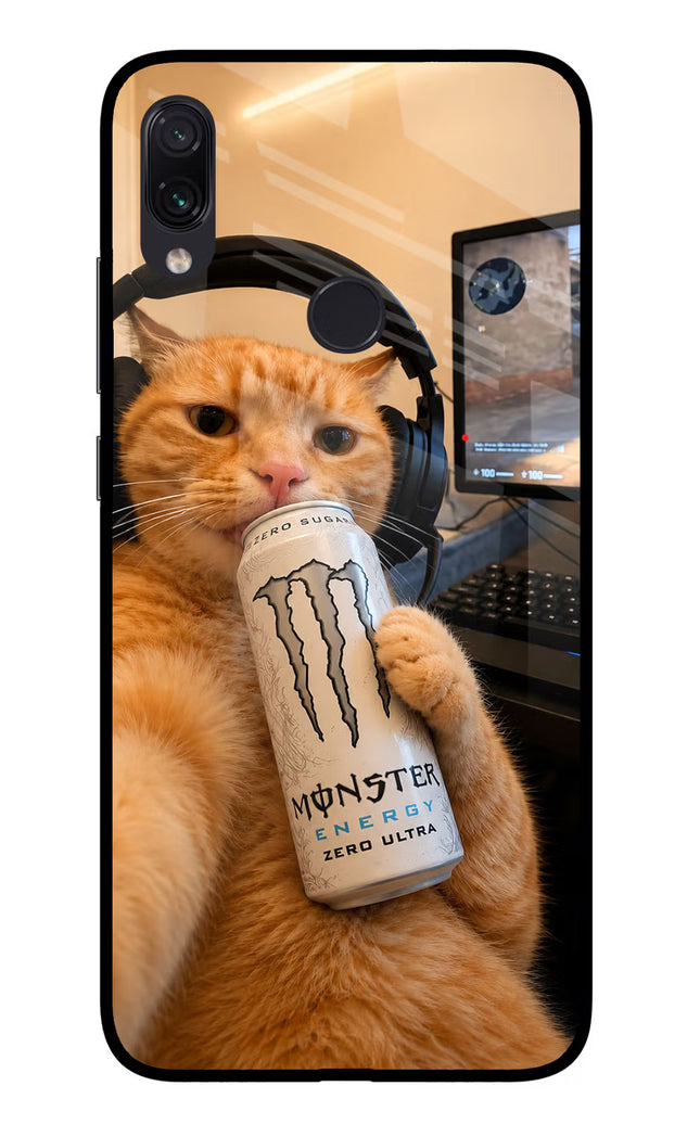 Gamer Cat Energy Redmi Note 7S Glass Case Back Cover by Casekaro