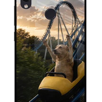 Rollercoaster Dog Redmi Note 7S Glass Case Back Cover by Casekaro