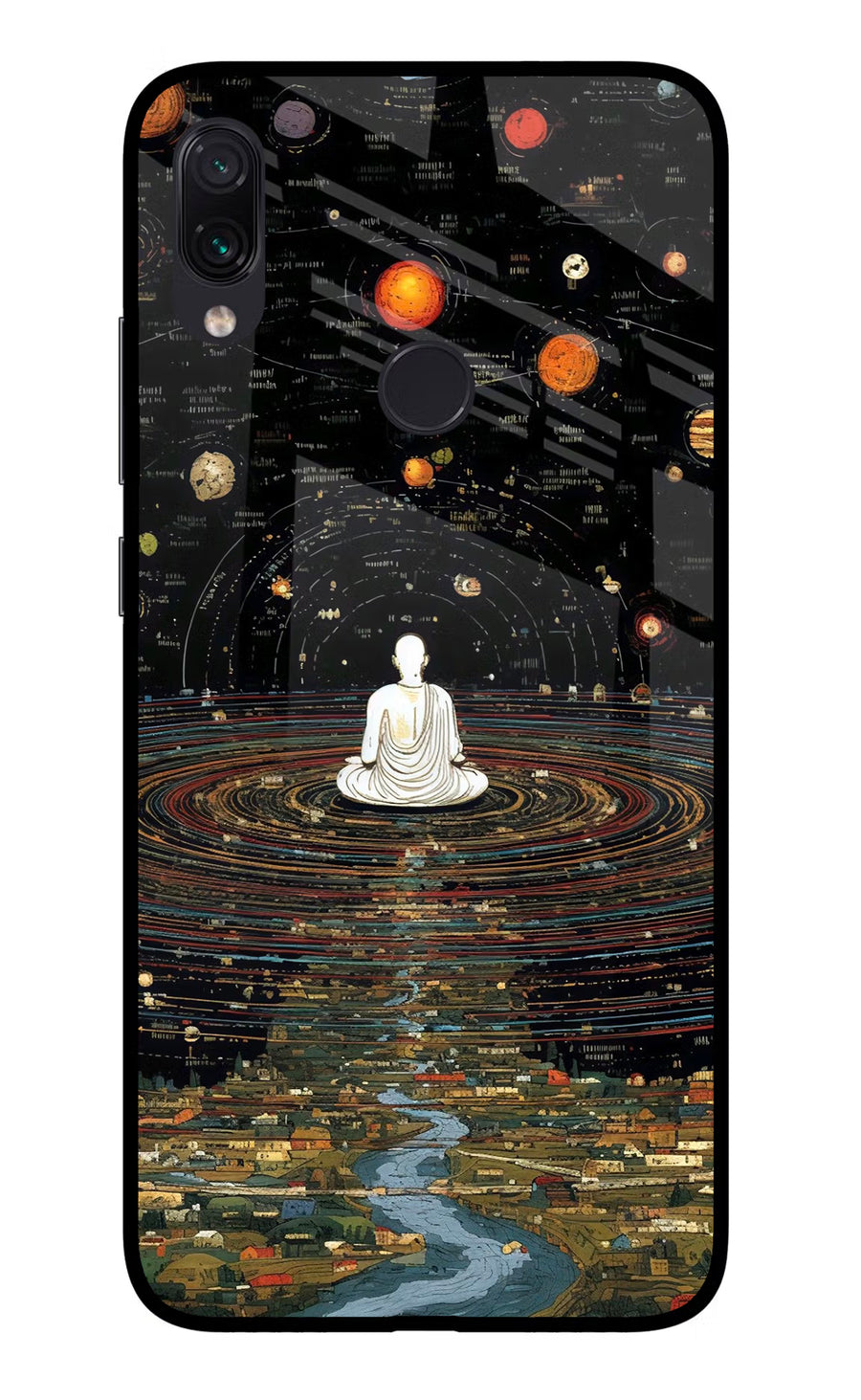 Space Monk Redmi Note 7S Back Cover, Glass case