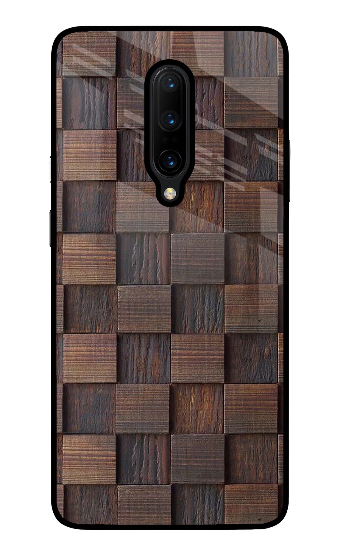 Wooden Cube Design Oneplus 7 Pro Glass Case Back Cover by Casekaro