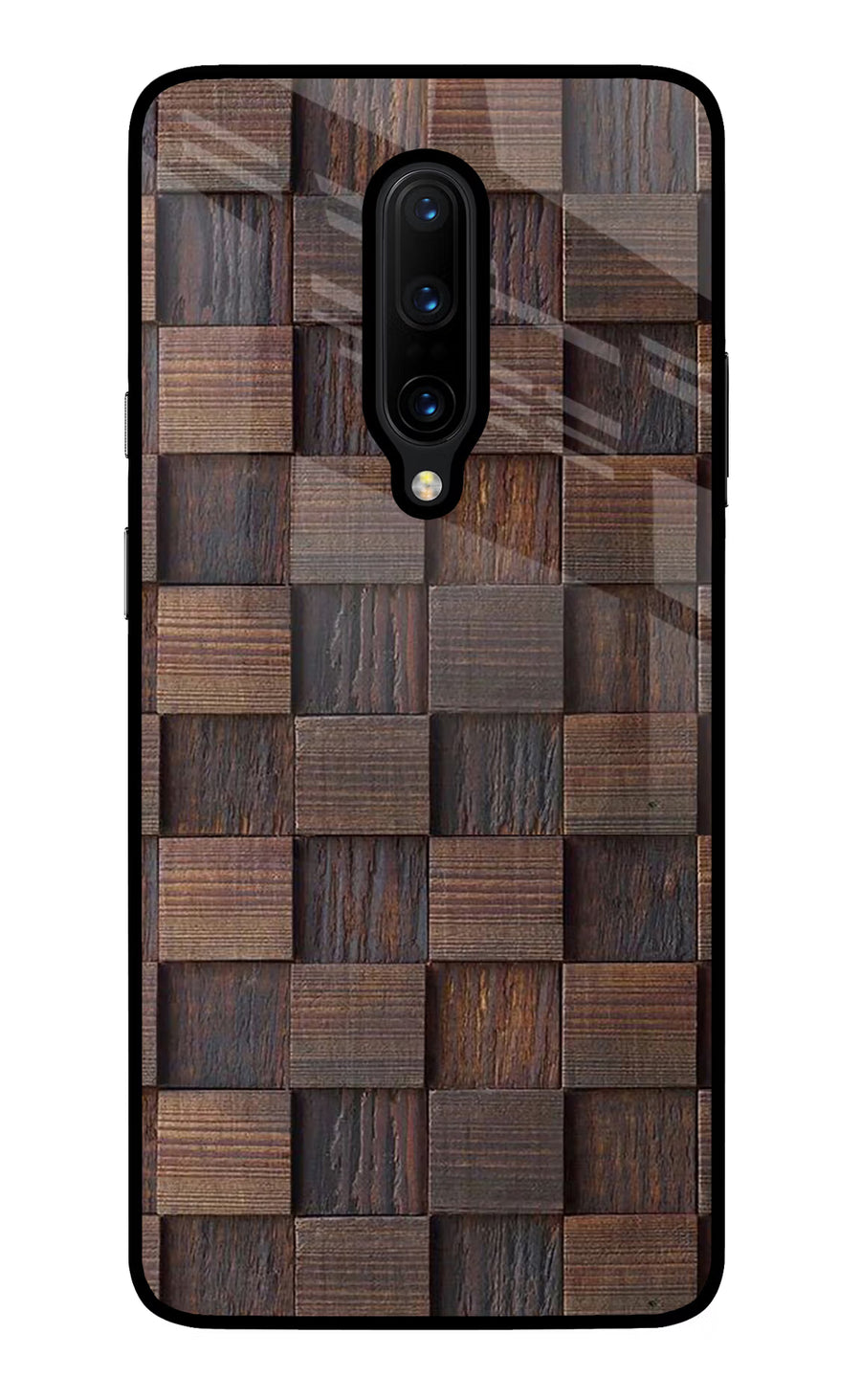 Wooden Cube Design Oneplus 7 Pro Back Cover, Glass case