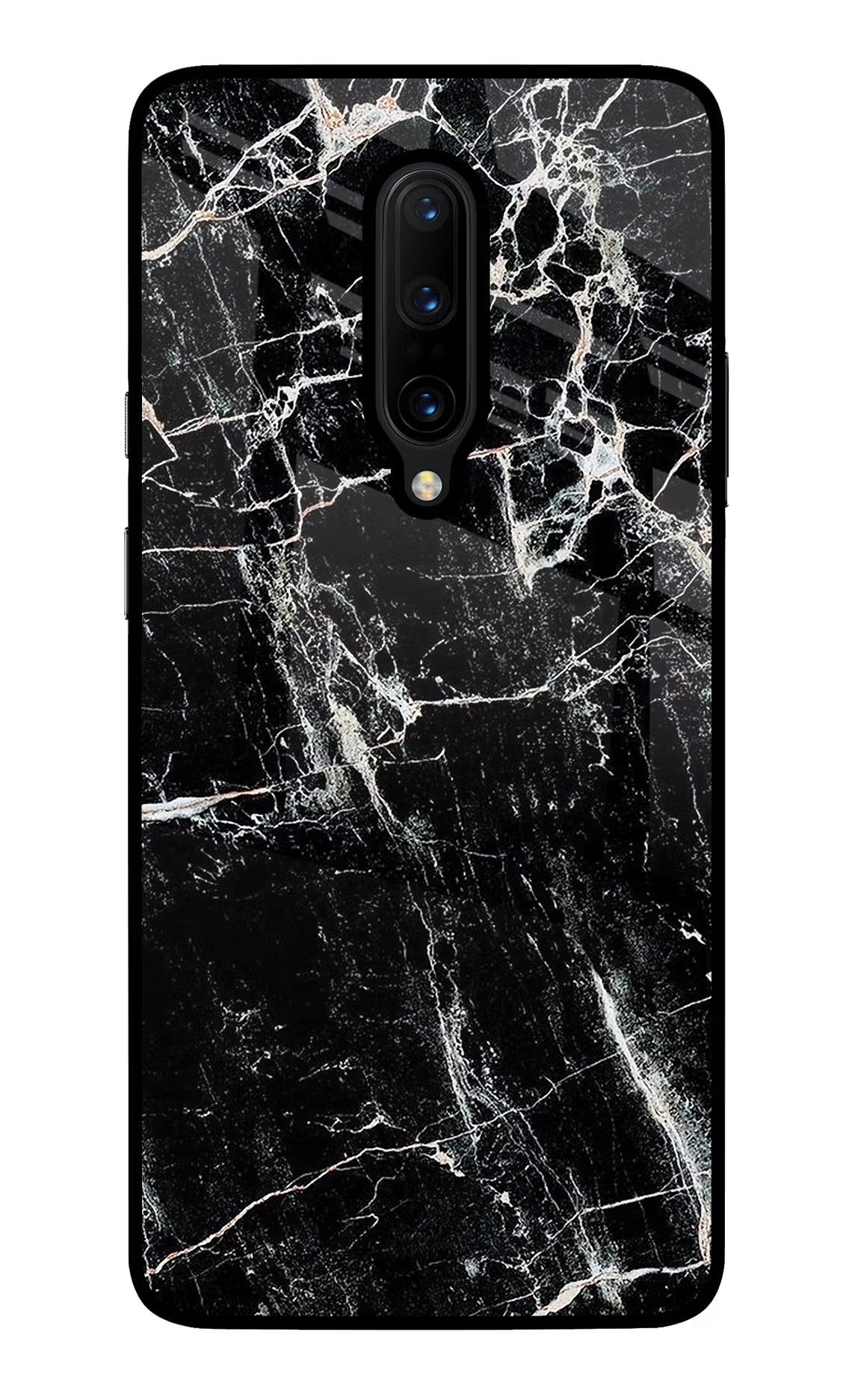 Black Marble Texture Oneplus 7 Pro Glass Case Back Cover by Casekaro