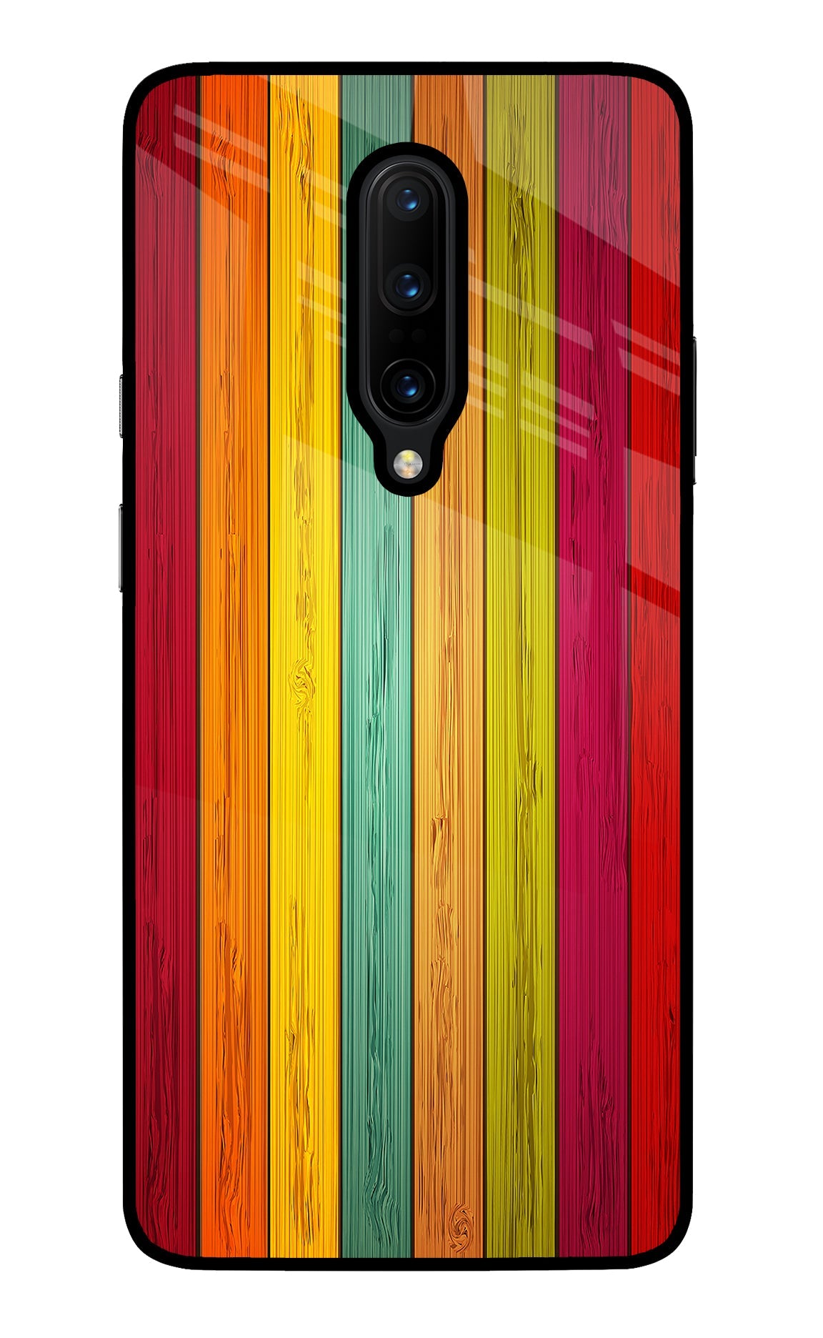 Multicolor Wooden Oneplus 7 Pro Glass Case