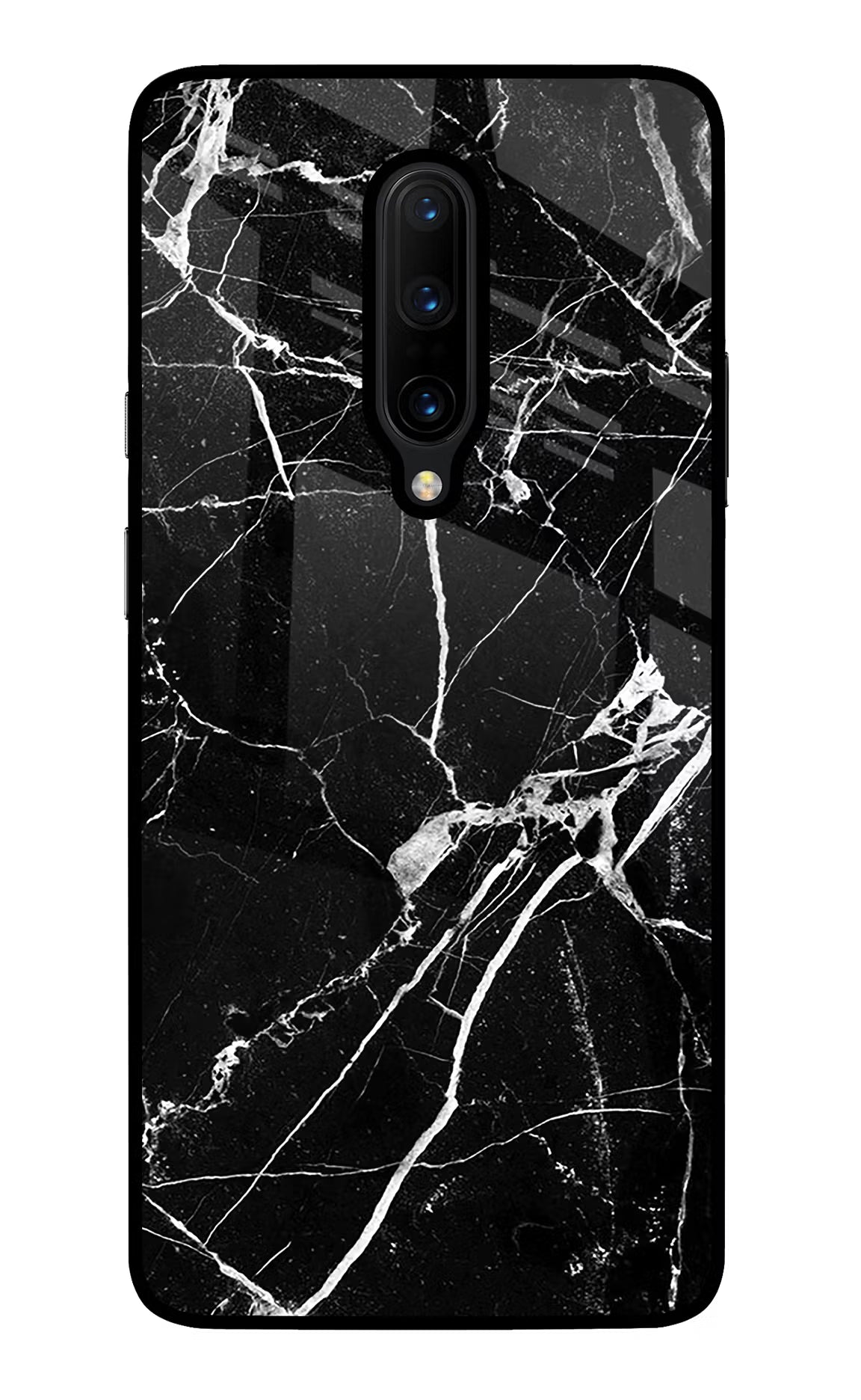 Black Marble Pattern Oneplus 7 Pro Glass Case Back Cover by Casekaro
