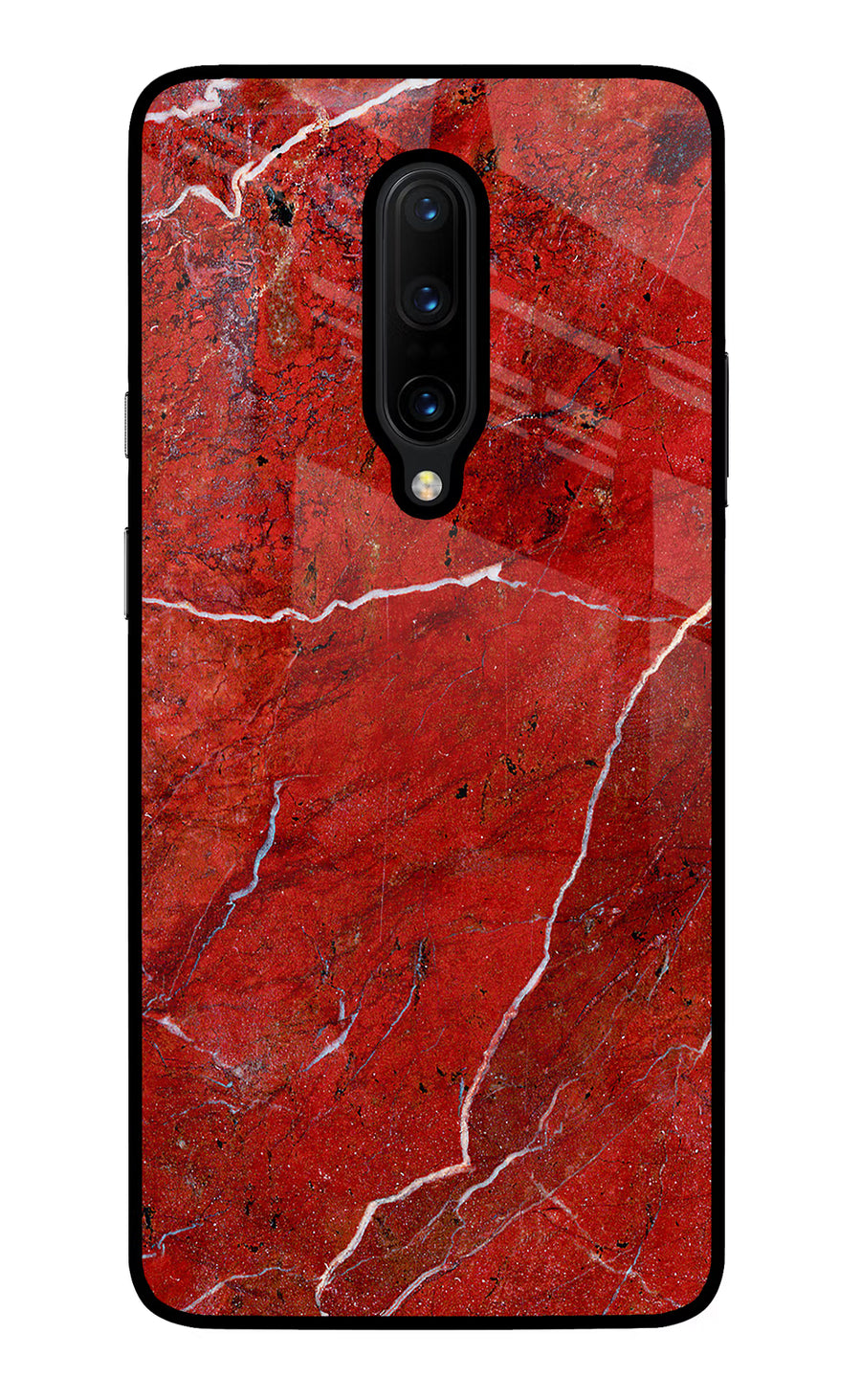 Red Marble Design Oneplus 7 Pro Back Cover, Glass case