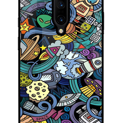 Space Abstract Oneplus 7 Pro Glass Case Back Cover by Casekaro