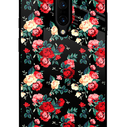 Rose Pattern Oneplus 7 Pro Glass Case