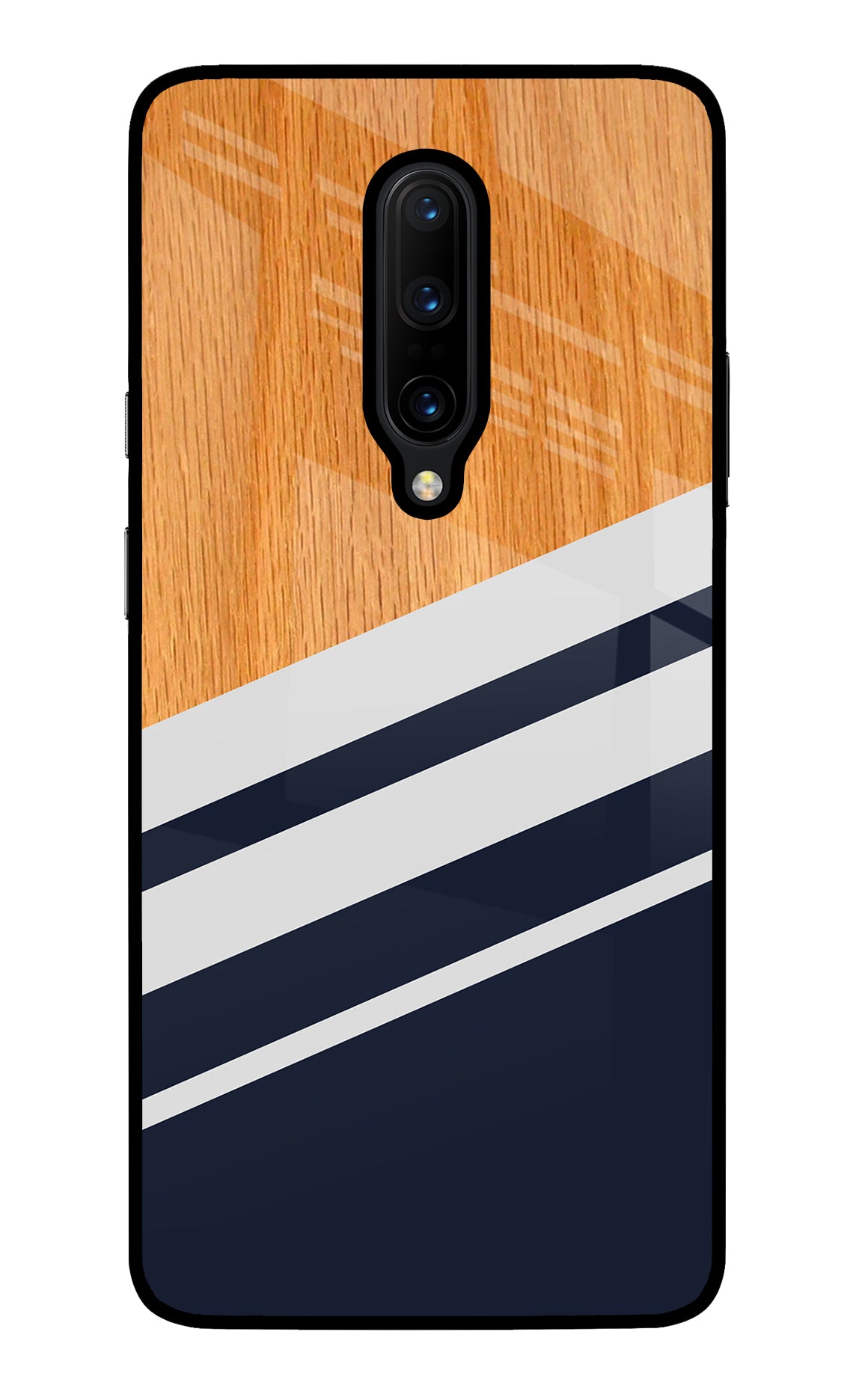 Blue and white wooden Oneplus 7 Pro Glass Case