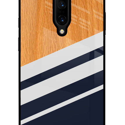 Blue and white wooden Oneplus 7 Pro Glass Case