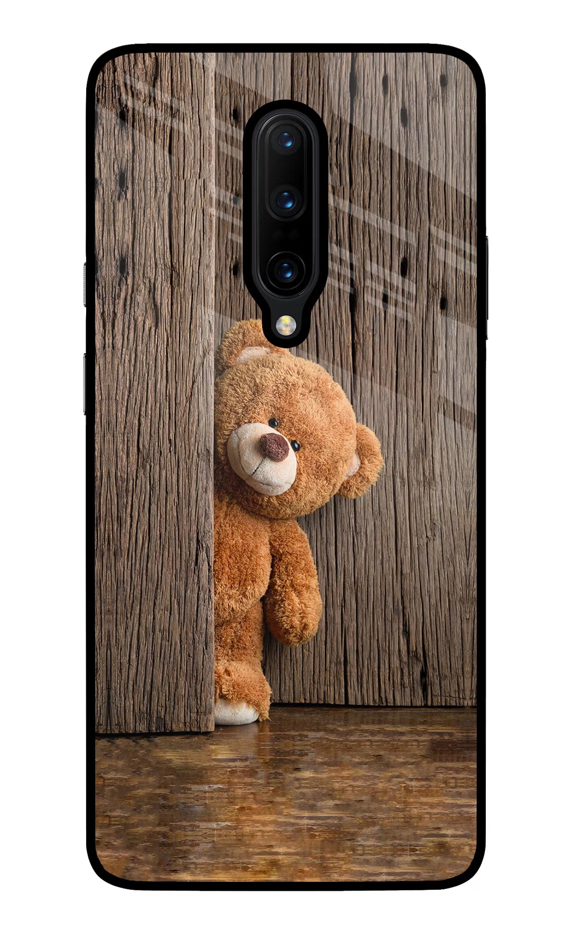 Teddy Wooden Oneplus 7 Pro Glass Case Back Cover by Casekaro