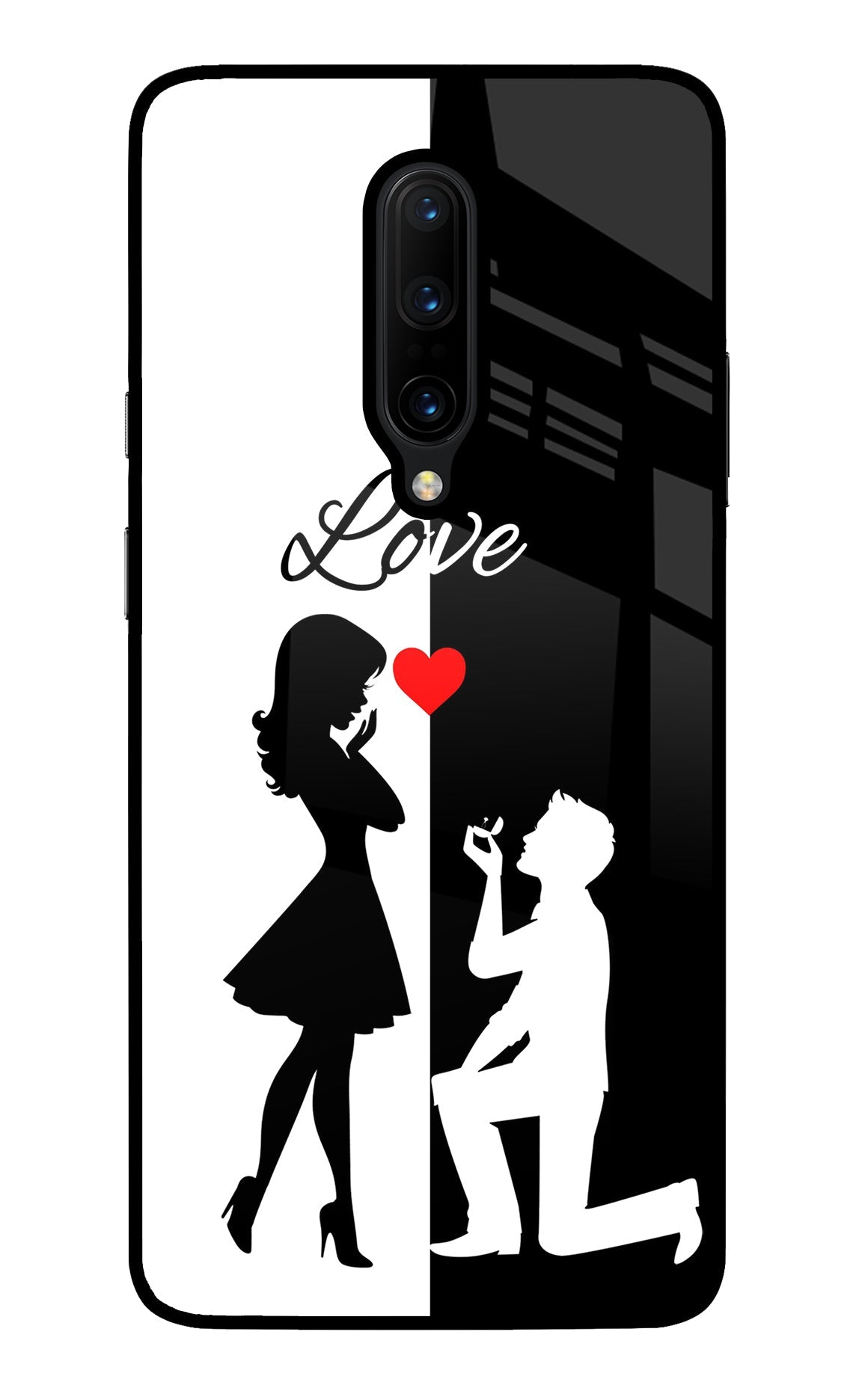 Love Propose Black And White Oneplus 7 Pro Glass Case