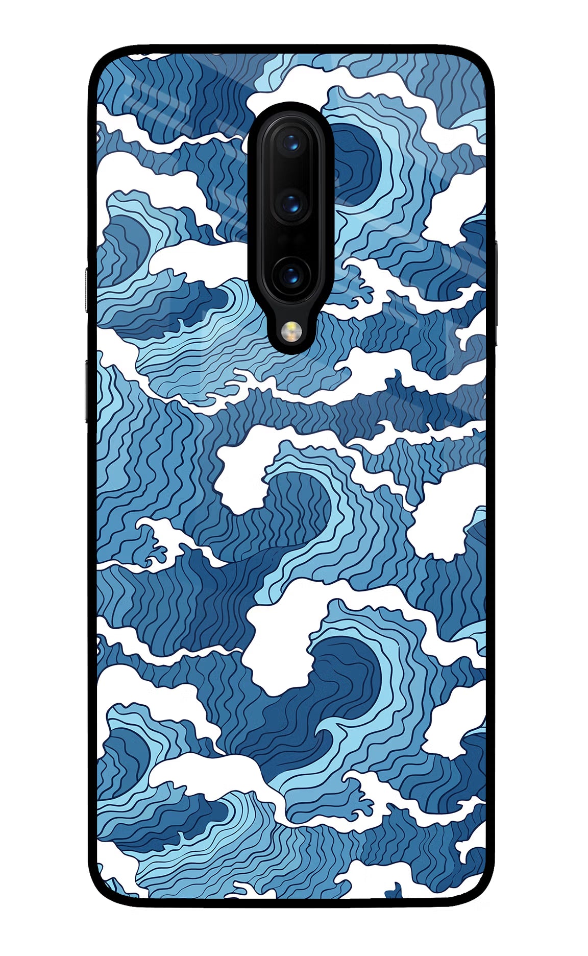 Blue Waves Oneplus 7 Pro Glass Case Back Cover by Casekaro