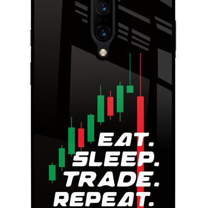 Eat Sleep Trade Repeat Oneplus 7 Pro Glass Case