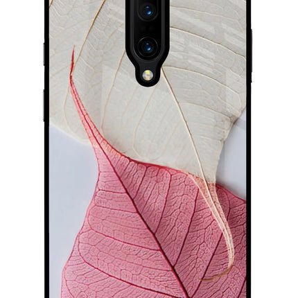 White Pink Leaf Oneplus 7 Pro Glass Case