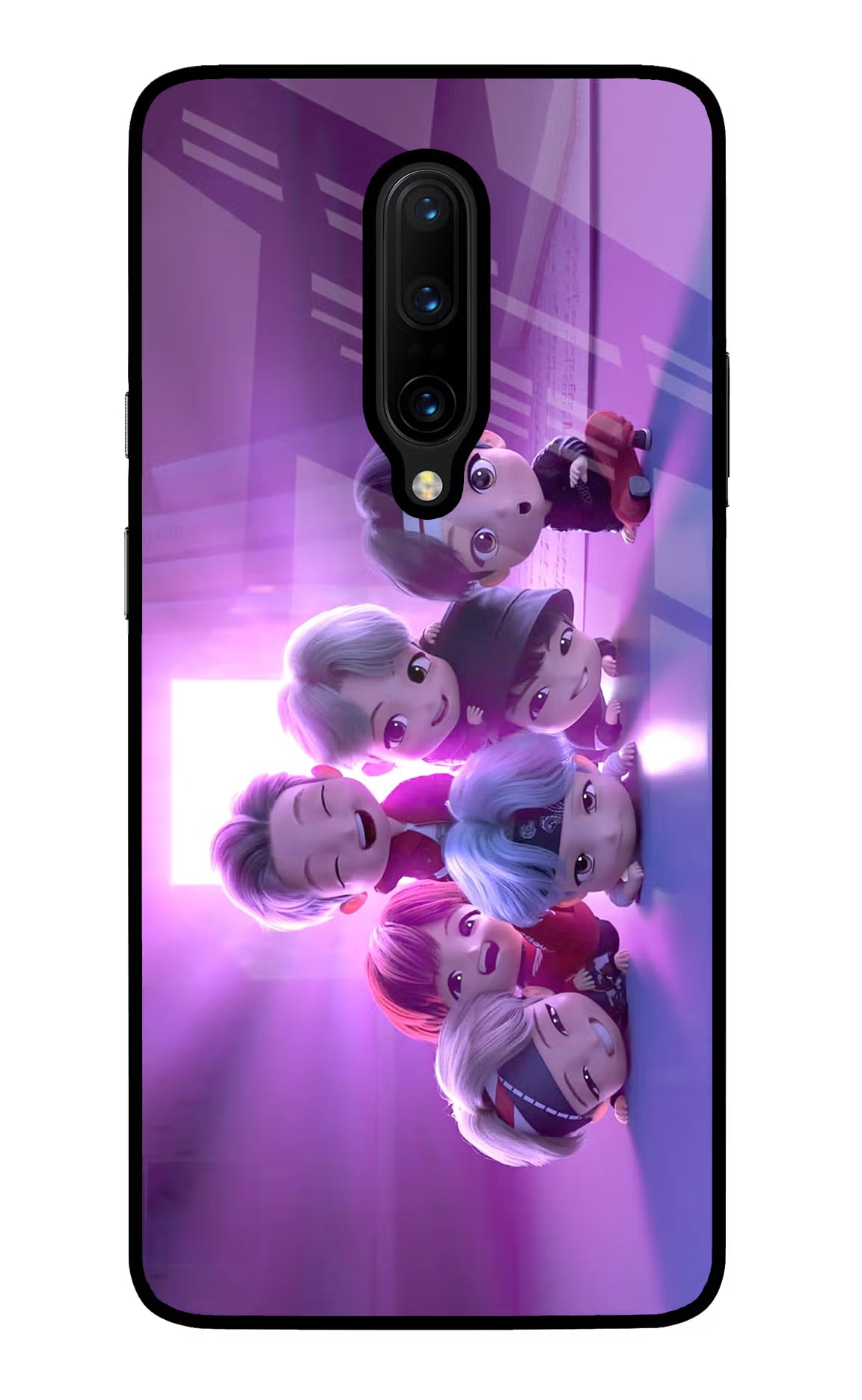 BTS Chibi Oneplus 7 Pro Glass Case Back Cover by Casekaro