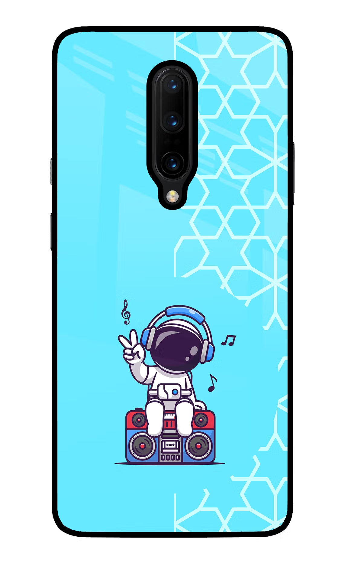 Cute Astronaut Chilling Oneplus 7 Pro Glass Case Back Cover by Casekaro