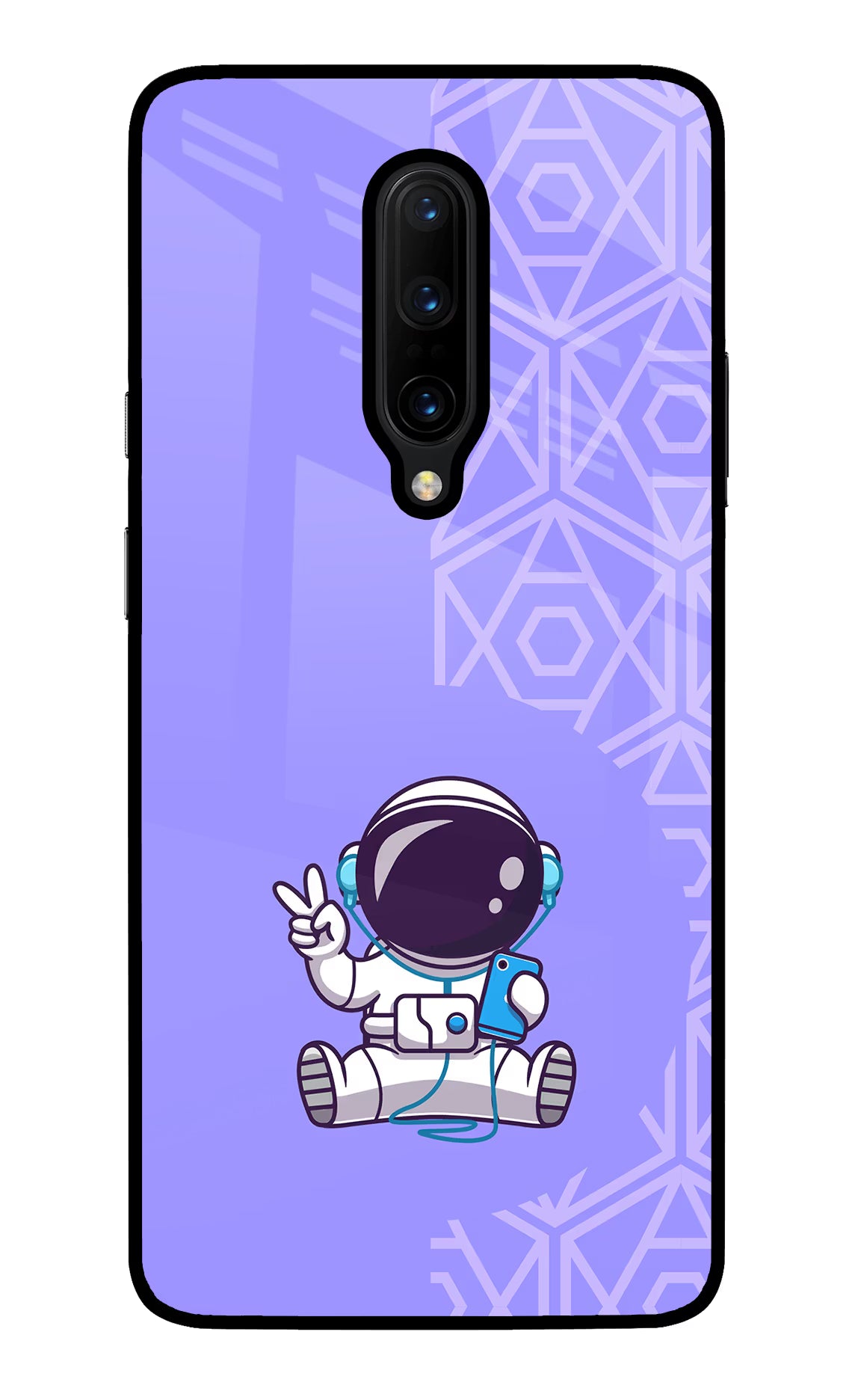 Cute Astronaut Chilling Oneplus 7 Pro Glass Case Back Cover by Casekaro